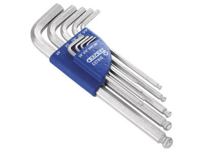 Set of 9 Long Spherical Head Hex Keys - Imperial-0