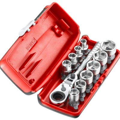 1/4"DRIVE 11 PIECE HX 6 POINT SOCKET SET WITH R.180HX RATCHET