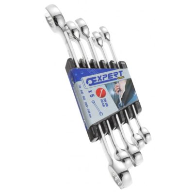 5 Piece Flare Nut Wrench Set on Rack 7 - 19 mm