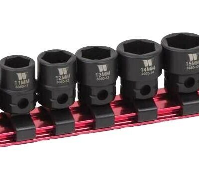 Extra Stubby Impact Sockets 14-Piece Hex Shanked 3/8"dr 6-19mm