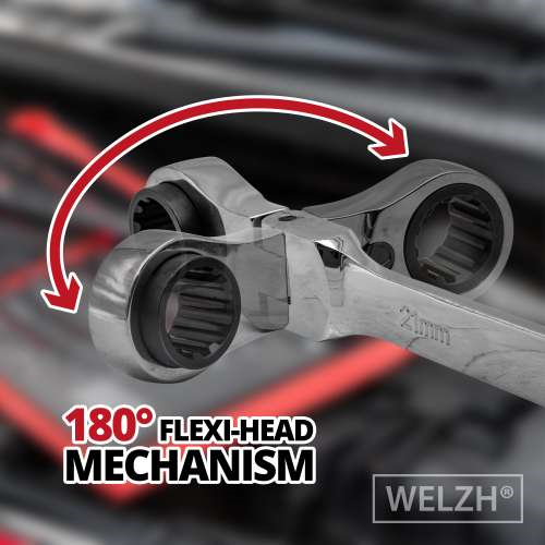 Ratchet Spanner Set; XL Master Aviation Multi-Lok Extended Head Type, Flexi-Head 8-24 mm - Image 3