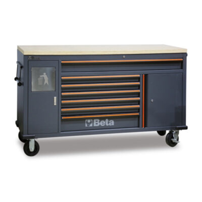 Work Station roller cab with 7 drawers and built-in waste bin