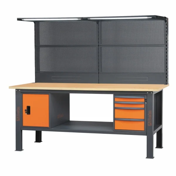 Complete 2.1 m workbench with 4 drawers and door module
