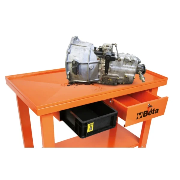 Gearbox/transmission trolley with liquid recovery system